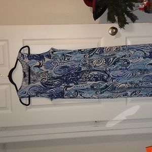 MSK sz lg gorgeous blue and purple Paisley Park print...RIP Prince...